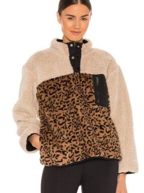 3626 NWT Rails Animal Print Teddy Jacket Saga Faux Fur Jacket In Cream Leopard S